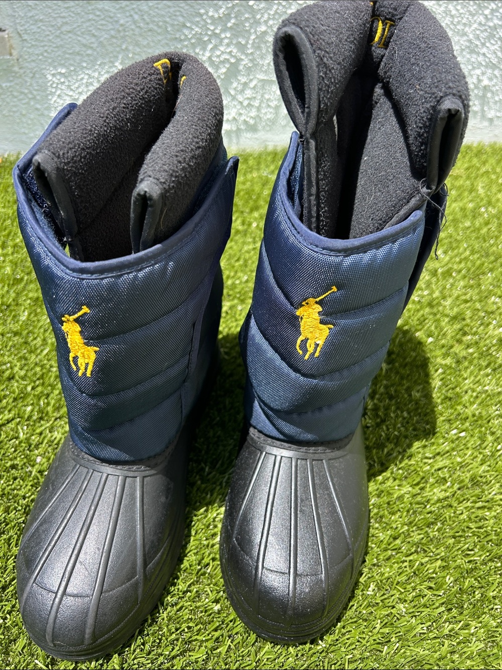 EUC Polo Ralph Lauren Unisex Navy & Black Winter Pull-On Boots